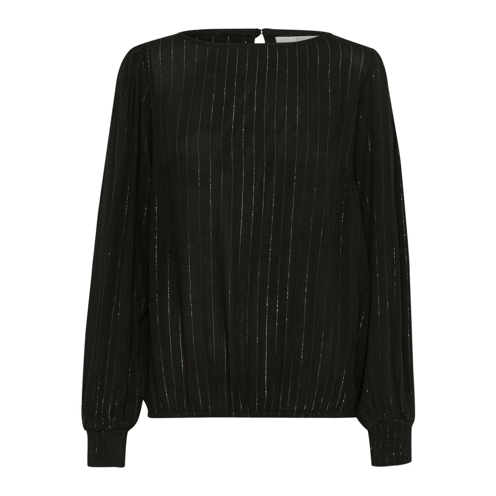 Kaffe Women's Black Blouses, 3XL, Deep Blouse With Puffed Sleeves