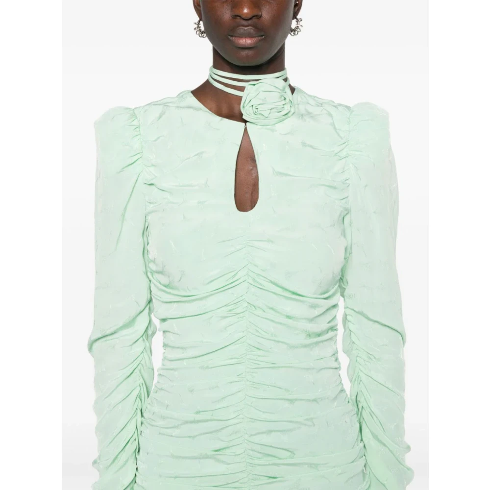 Rotate Birger Christensen Groene Mini Jurk met Sleutelgat Detail Green Dames