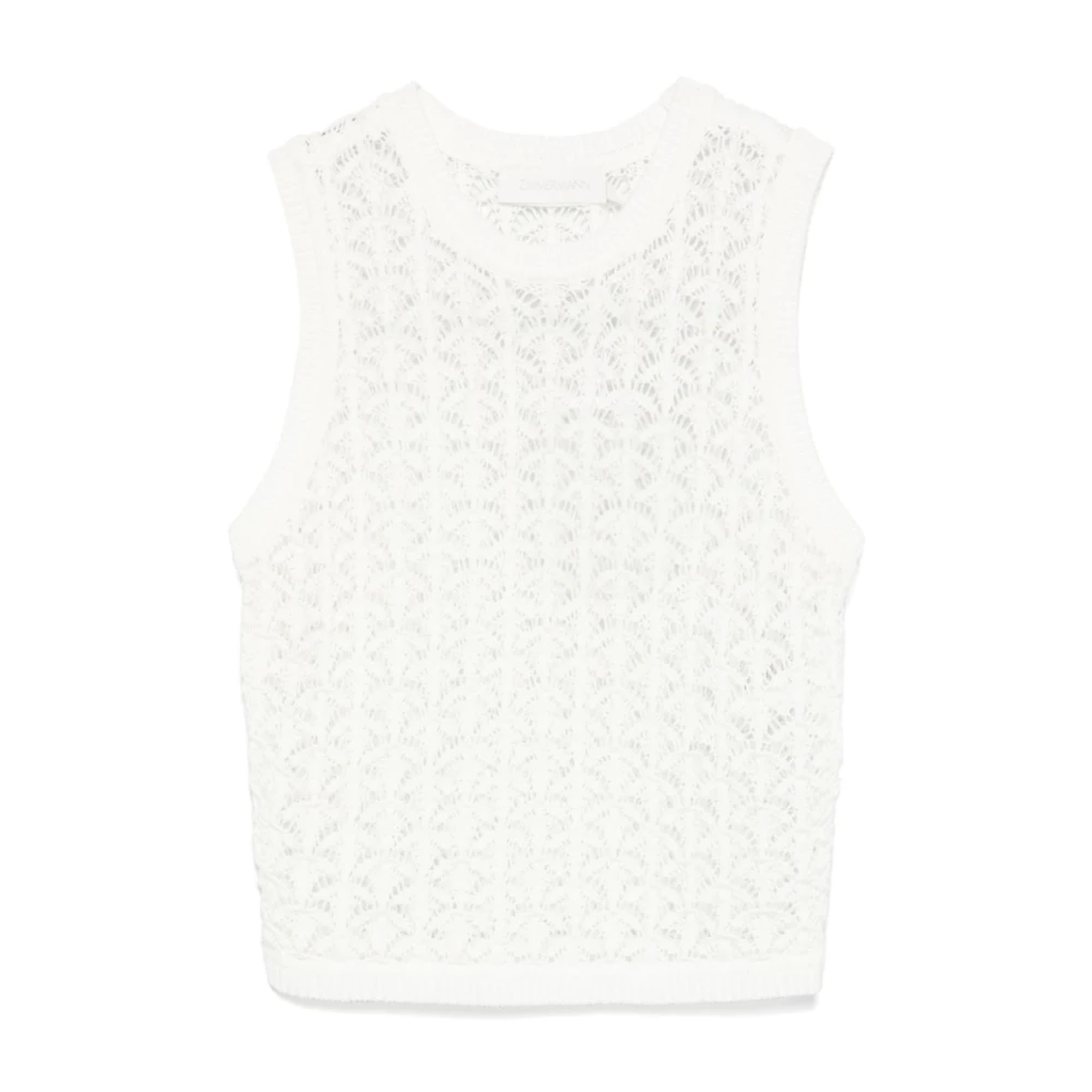 Zimmermann Vit Ärmlös Crew Neck Topp White, Dam