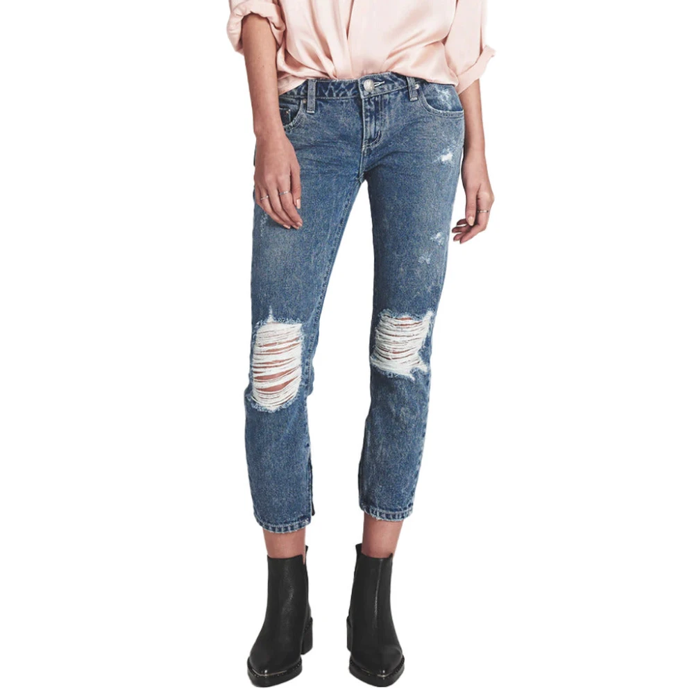 One Teaspoon Denim Regular Fit Jeans met Knie Rips Blue Dames