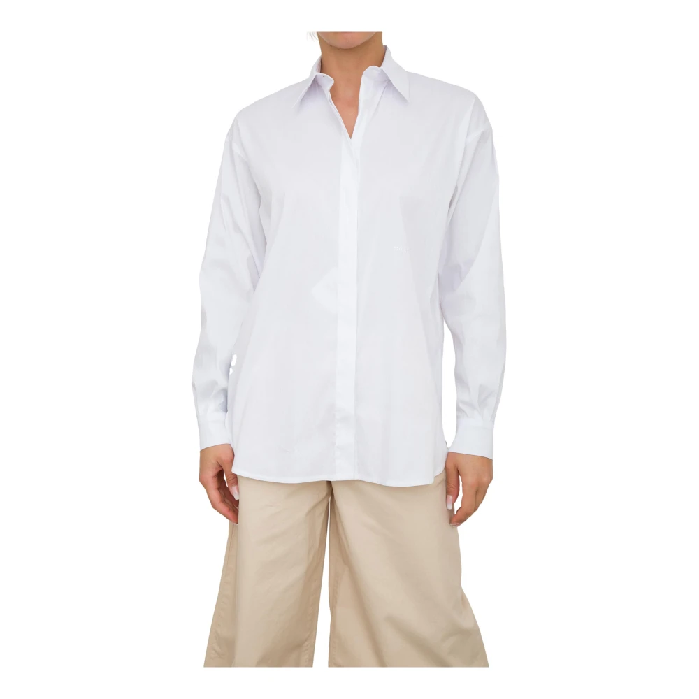 Pinko Klassieke Witte Overhemd met Geborduurd Logo White Dames