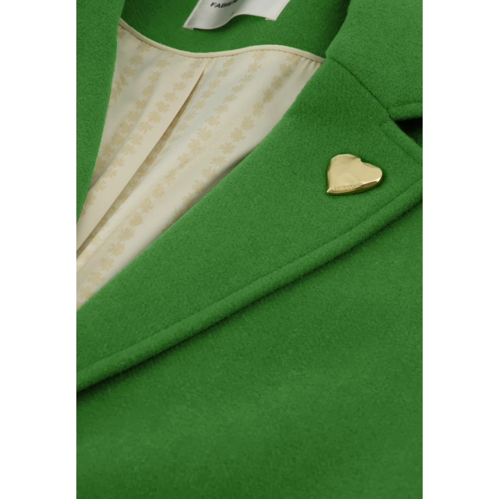 Fabienne Chapot Groene Klassieke Jas met Hart Pin Green Dames