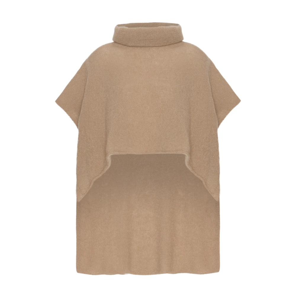 American Dreams Elegante Mouwloze Rolhals Poncho Brown Dames