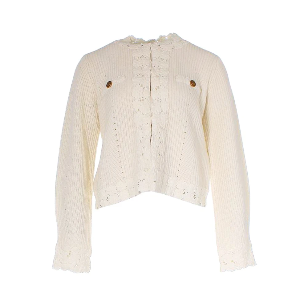 Twinset Witte Gebreide Vest met Geborduurd Detail White Dames