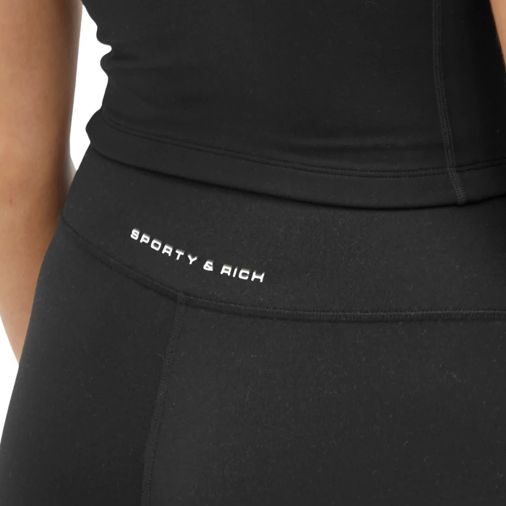 Sporty & Rich Zwarte Logo Leggings voor Actieve Kleding Black Dames
