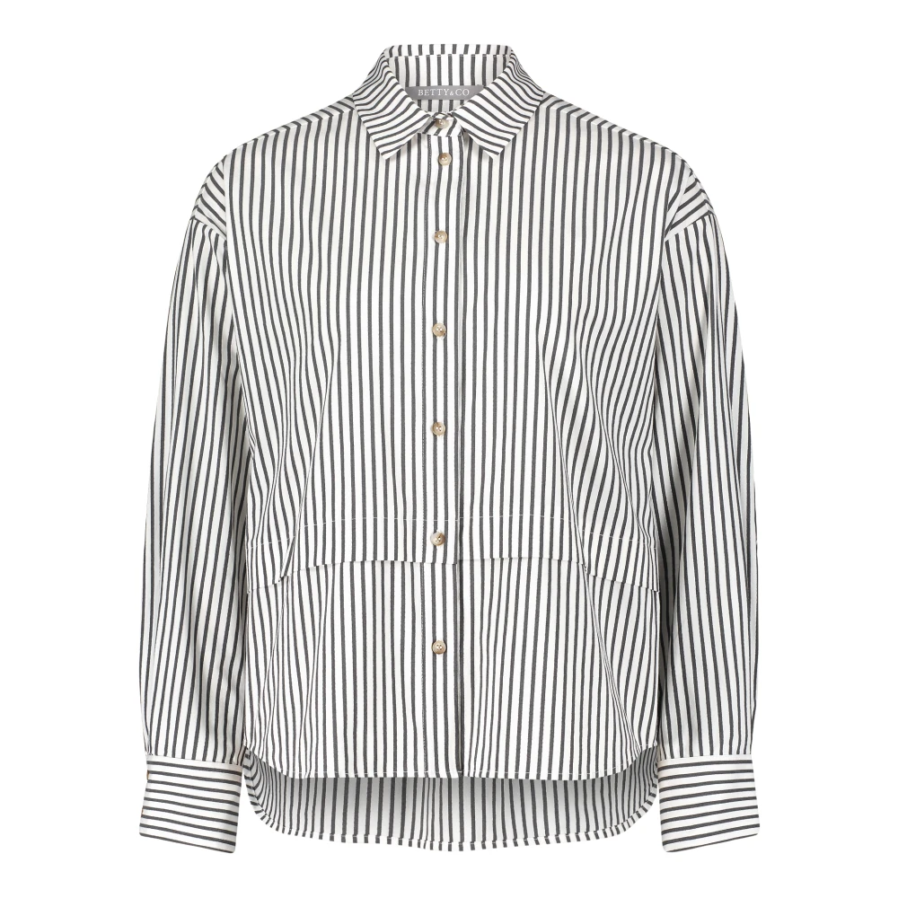 Betty & Co Gestreepte Overhemdblouse White Dames