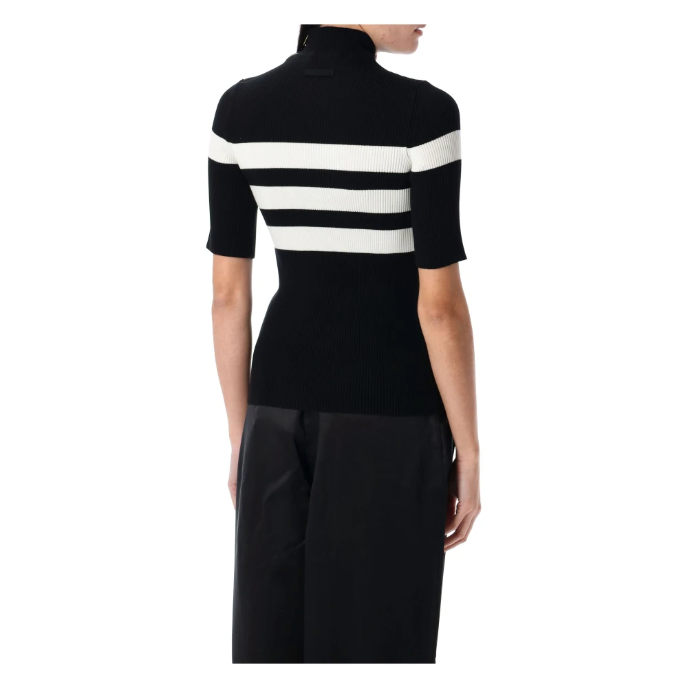 Jean Paul Gaultier Gestreepte Gebreide Top Zwart Wit Black Dames