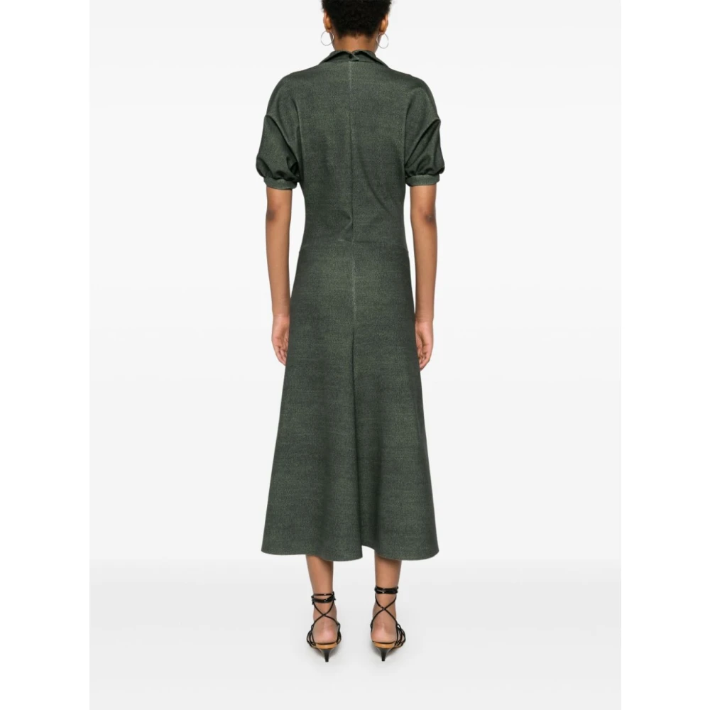 Philosophy di Lorenzo Serafini Groene Abstracte Print Midi Jurk Green Dames