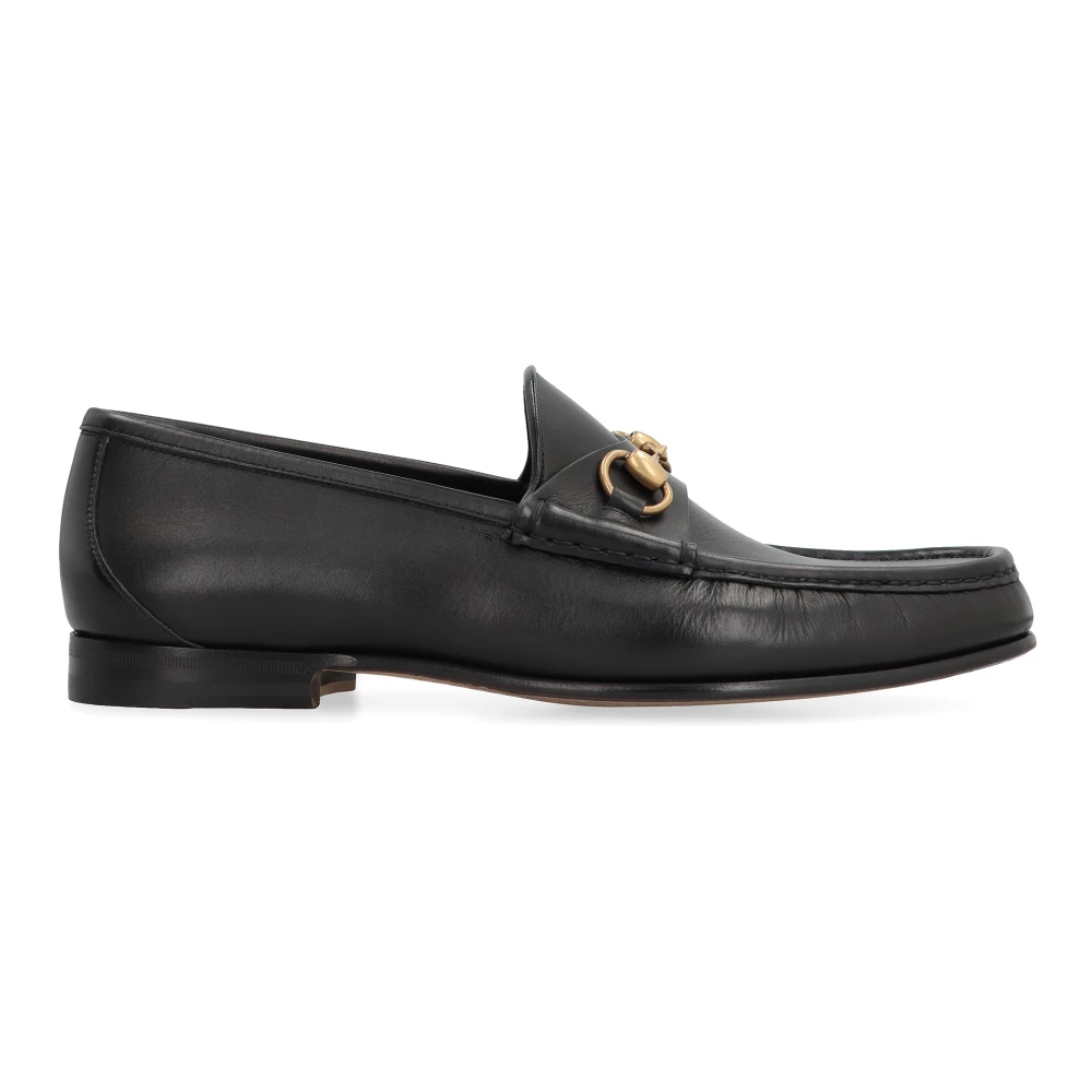 Gucci Black Loafers, Male, 6 Uk, Classic Leather Loafers With Horsebit Detail