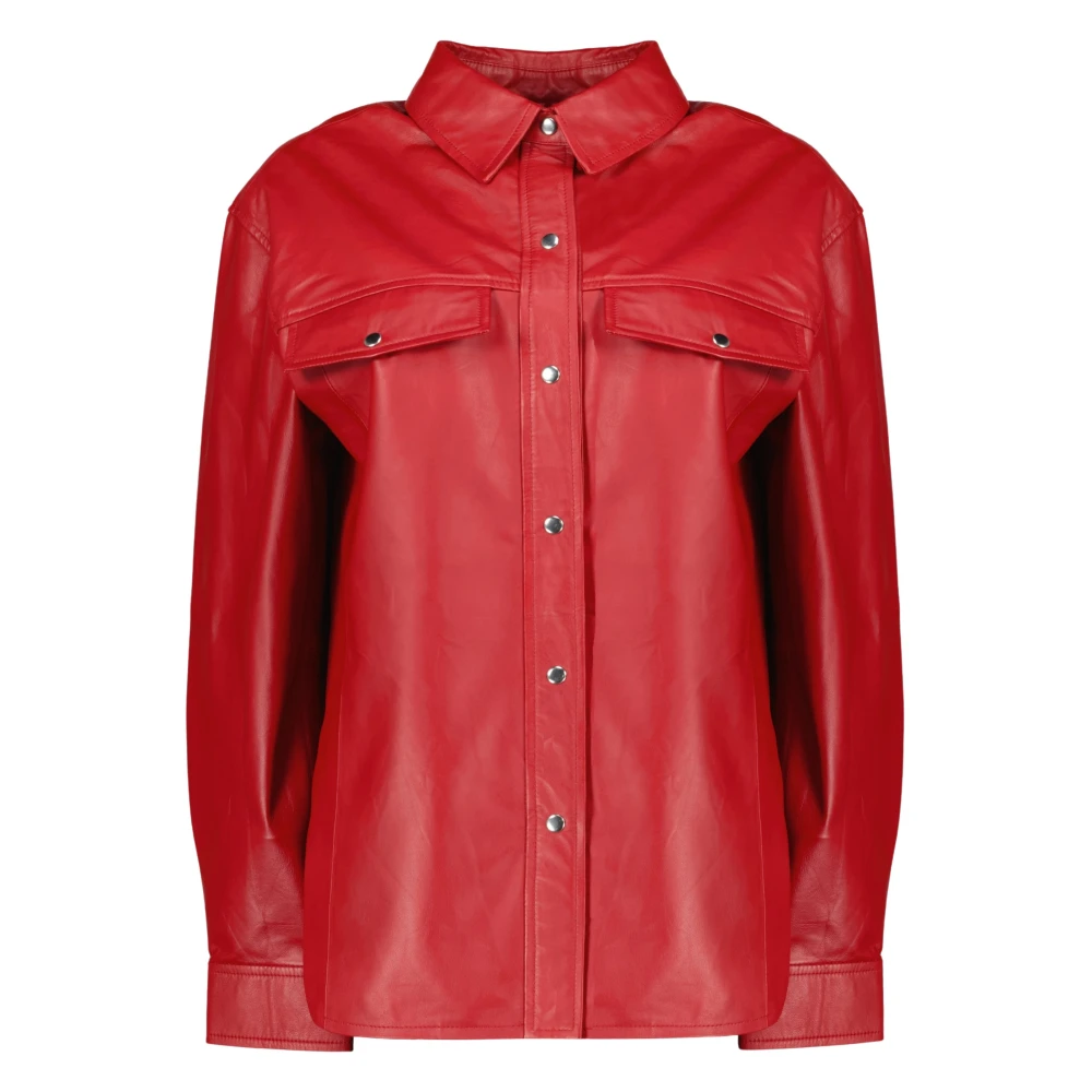 Iro Red Cabana Leather Overshirt - Female - Light Jackets - Xs - Jackets