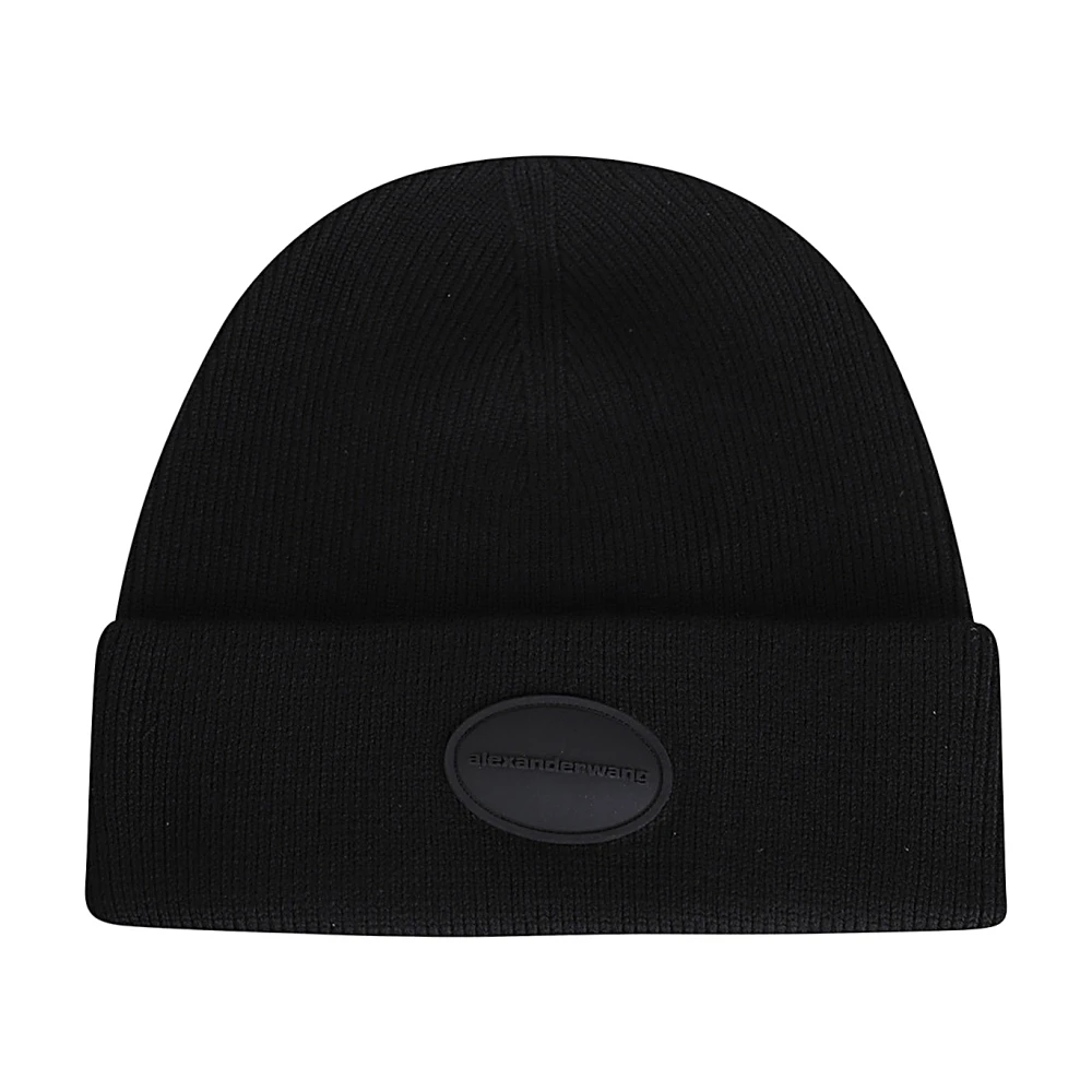 Alexander wang Geribbelde Beanie Muts Black Dames