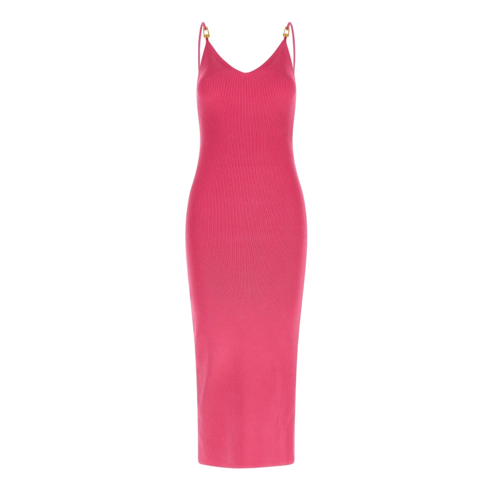 Versace Pink Kint Stretch Ribbed Knit Dress - Female - Knitted Dresses - M - Dresses