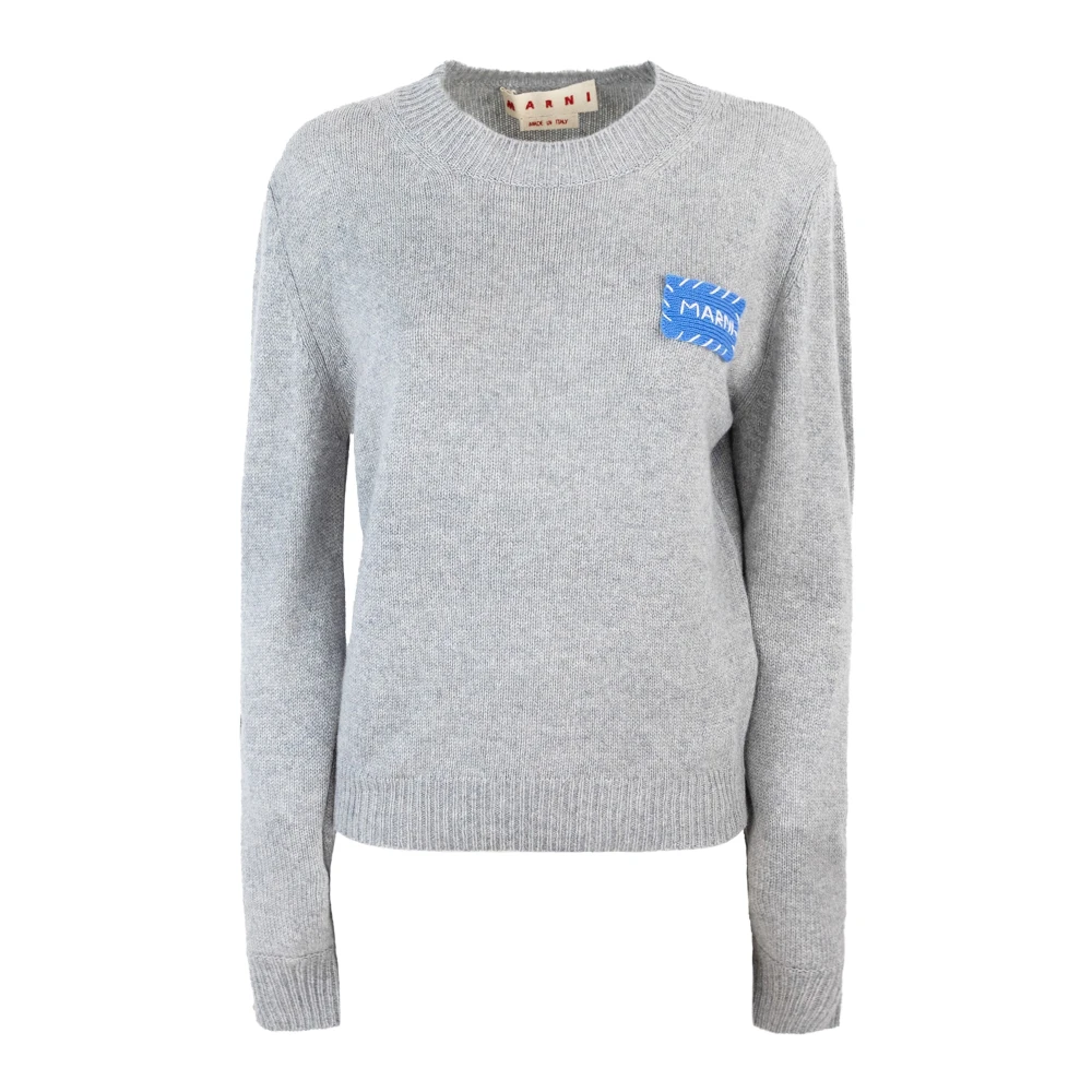 Marni Women's Gray Cashmere Embroidered Jumper Hoodie - Cashmere Knitwear - 2XS - Knitwear