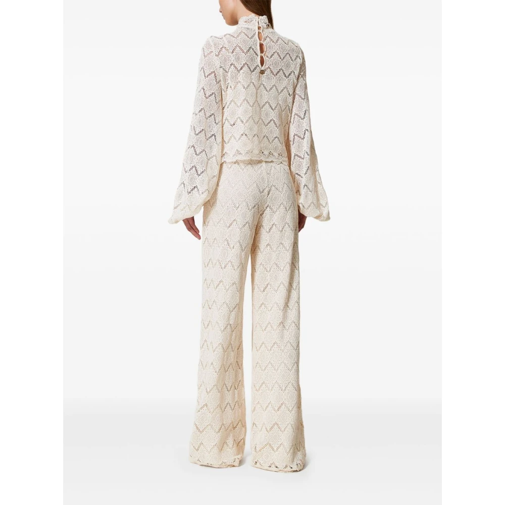 Twinset Beige Wijde Pijp Broek Beige Dames