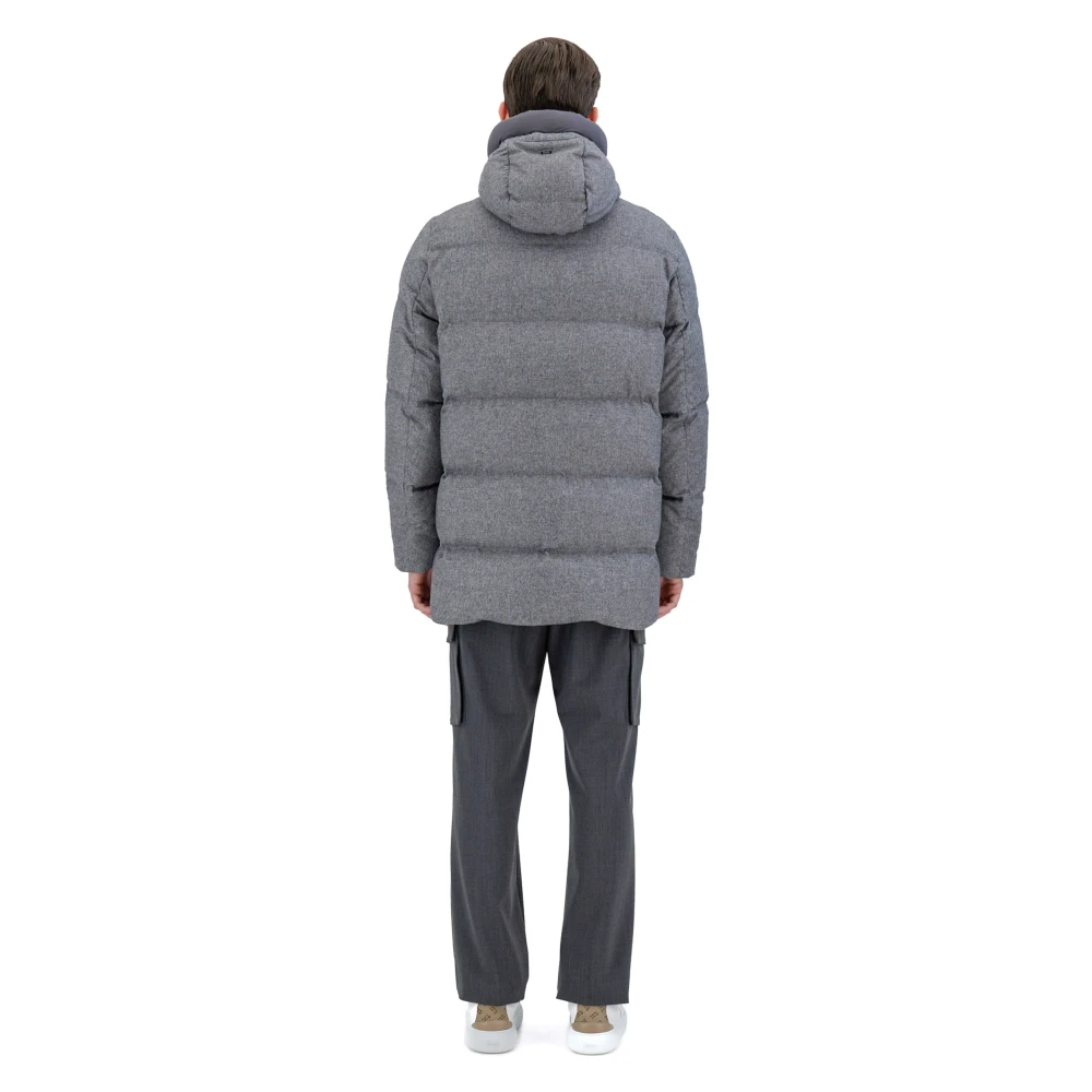 Herno Grijze Kasjmier-Zijde Lange Pufferjas Gray Heren