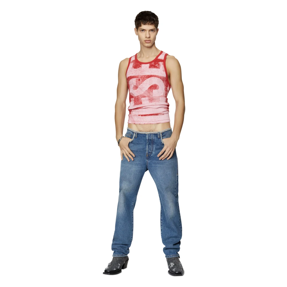 Diesel Tank top with smudged logo print Red Heren