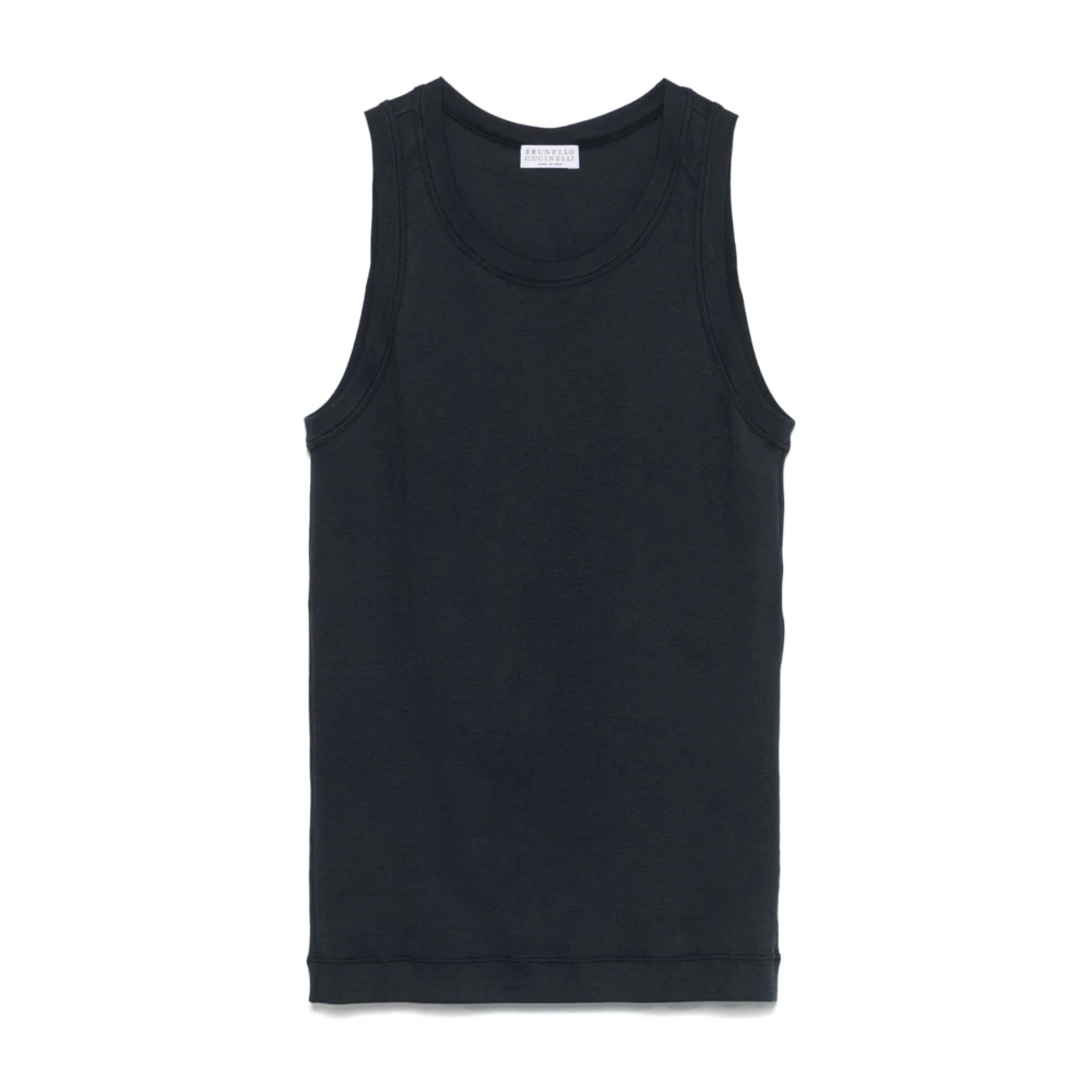 BRUNELLO CUCINELLI Middernachtblauwe Geribbelde Tanktop Blue Dames
