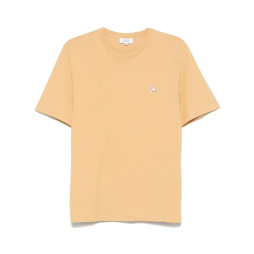 Maison Kitsuné Mosterdgele Crew Neck T-shirt Yellow Heren