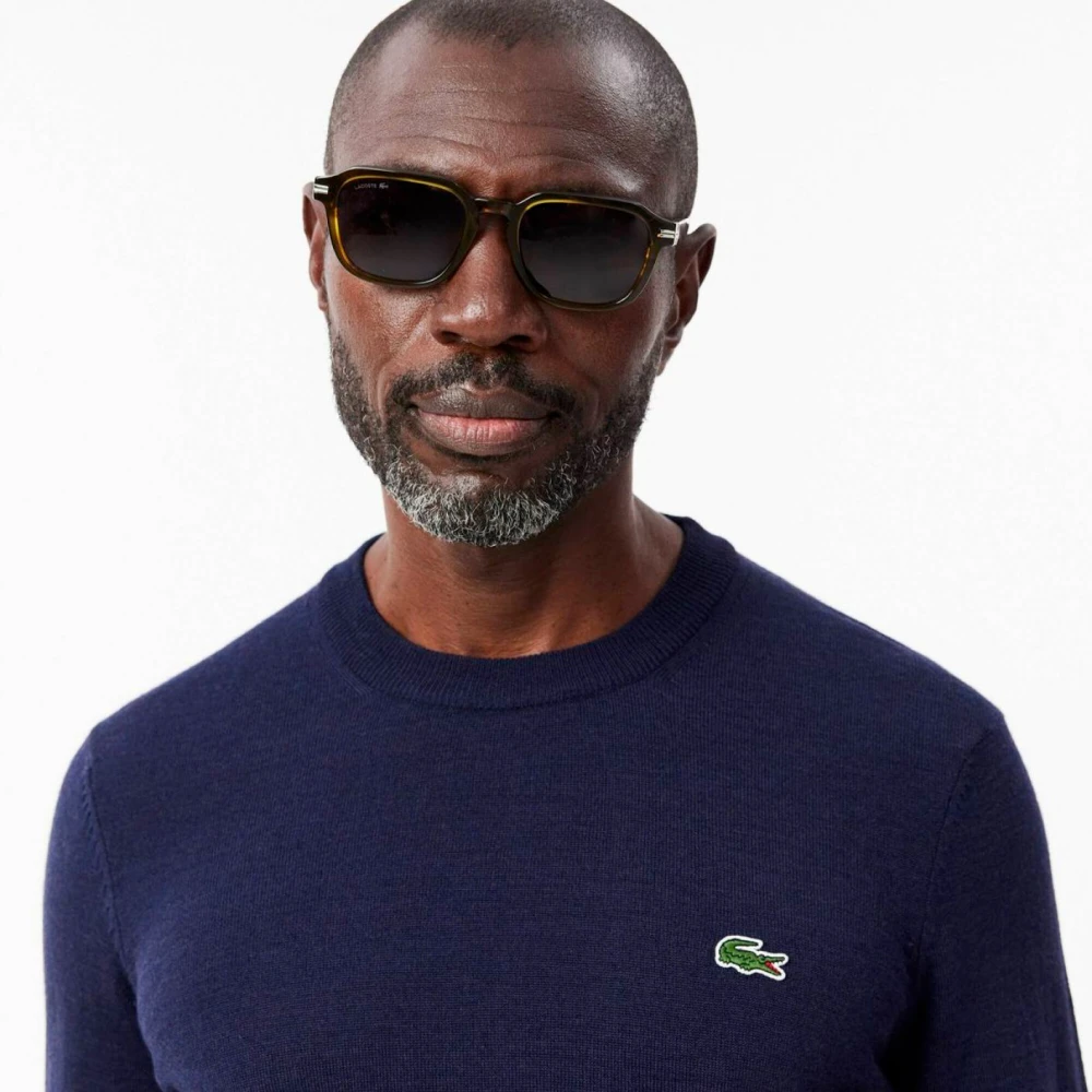 Lacoste Blauwe Geribbelde Trui met Krokodillenlogo Blue Heren