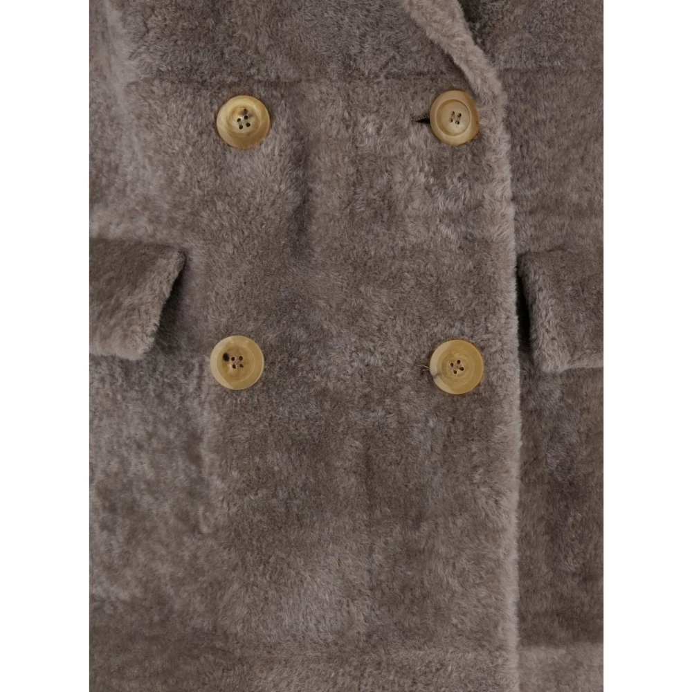 Blancha Taupe Shearling Winterjas Gray Dames