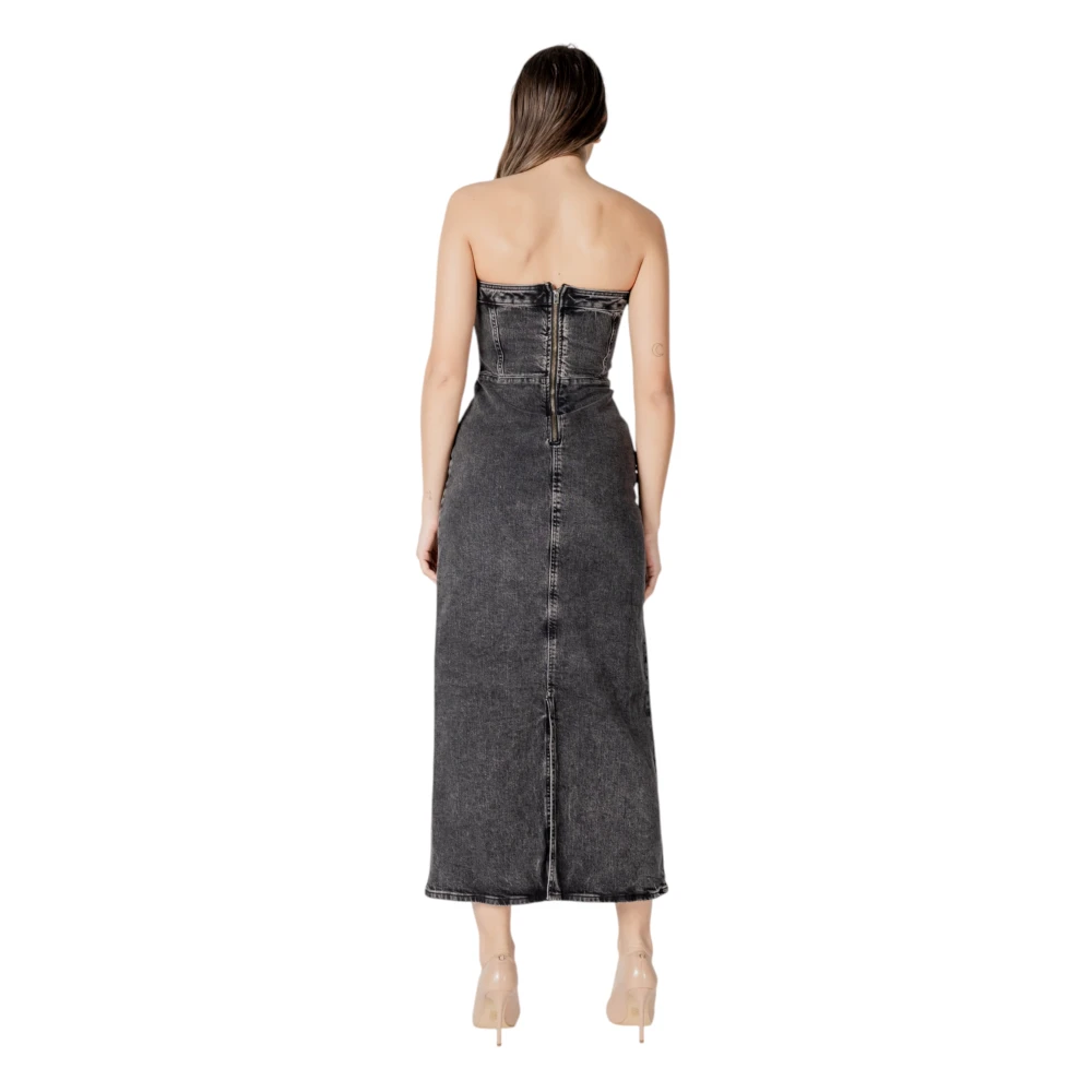 Ichi Katoenen Midi Jurk Collectie Gray Dames
