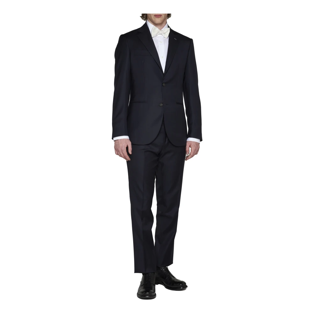 D4.0 Navy Blauw Wollen Pak Set Blue Heren