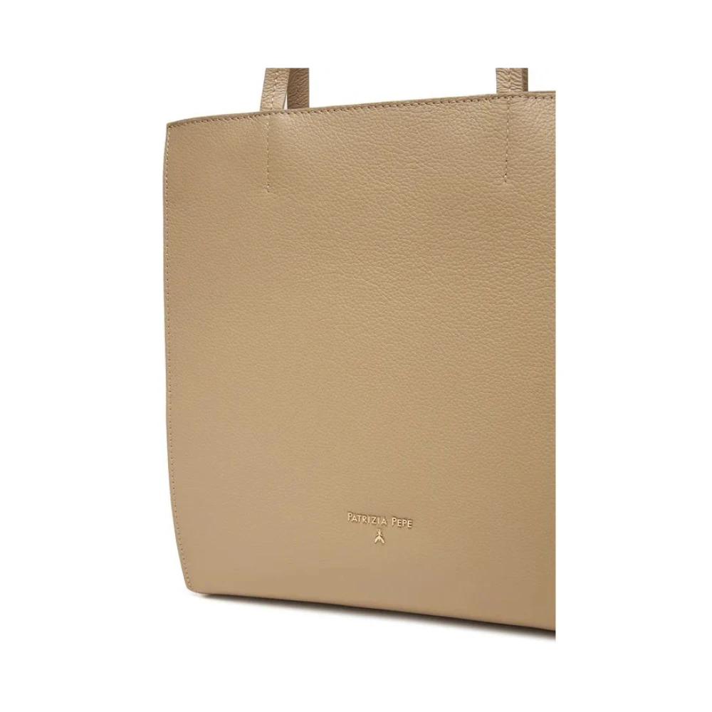 PATRIZIA PEPE Gouden Metalen Rits Shopper Tas Beige Dames