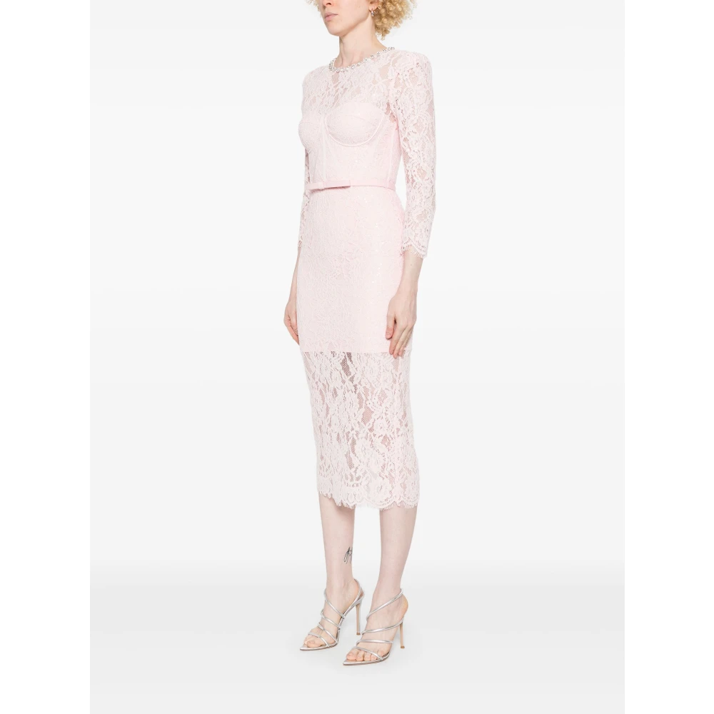 Self Portrait Roze Kant Pailletten Jurk Pink Dames