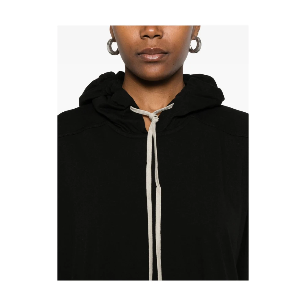 Rick Owens Zwarte Trekkoord Hoodie Jurk Black Dames