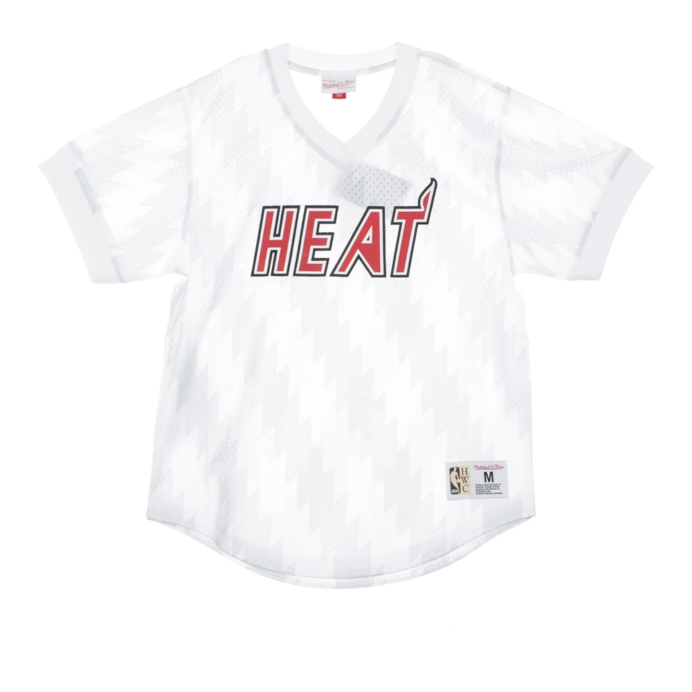 Mitchell & Ness NBA Wordmark Mesh V-Neck Shirt White Heren