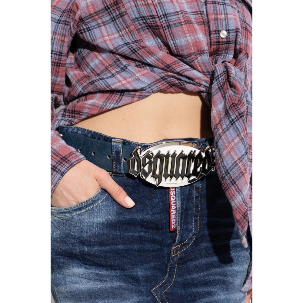 Dsquared2 Leren riem Blue Dames