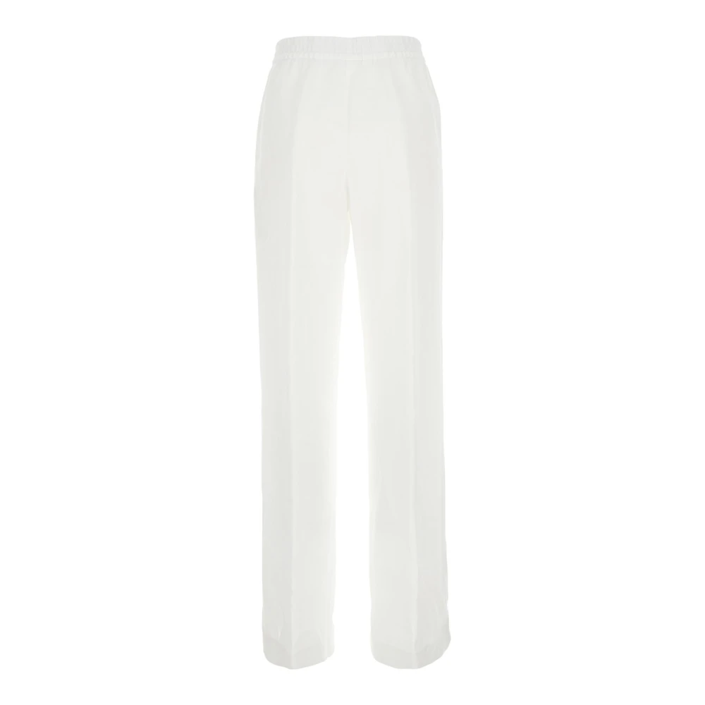Eleventy Witte Linnen Elastische Taille Broek Vrouw White Dames