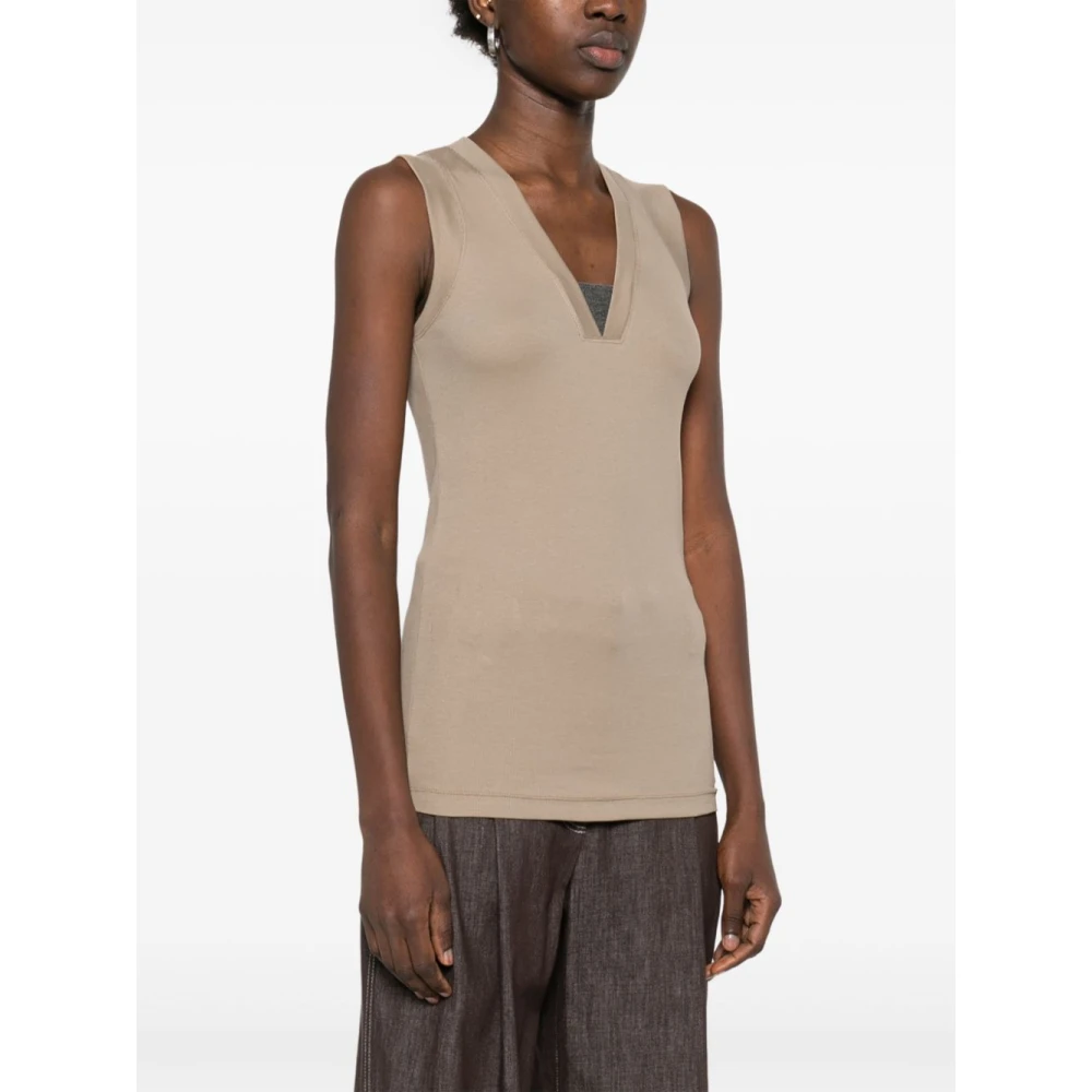 BRUNELLO CUCINELLI Elegante Top voor Vrouwen Beige Dames