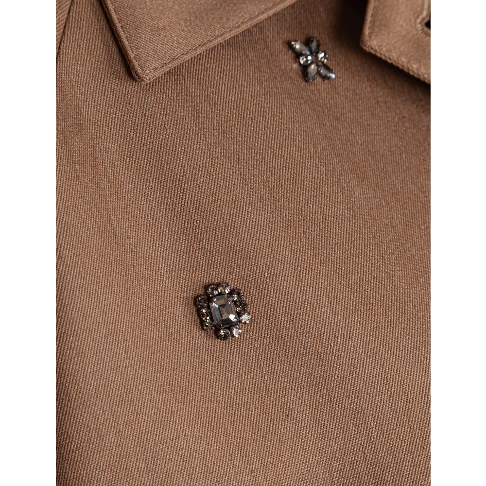 Golden Goose Katoenen Trenchcoat met Kristalstenen Brown Dames