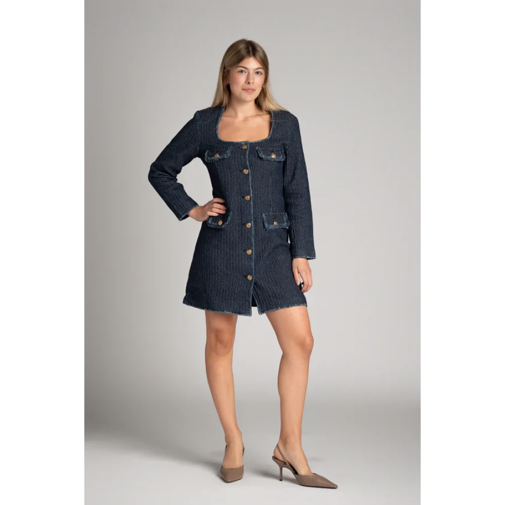 Suncoo Denim Jurk met Lange Mouwen en Knopen Blue Dames