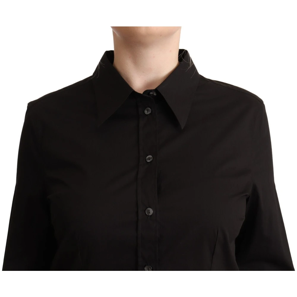 Dolce & Gabbana Elegant zwart poloshirt met kraag Black Dames