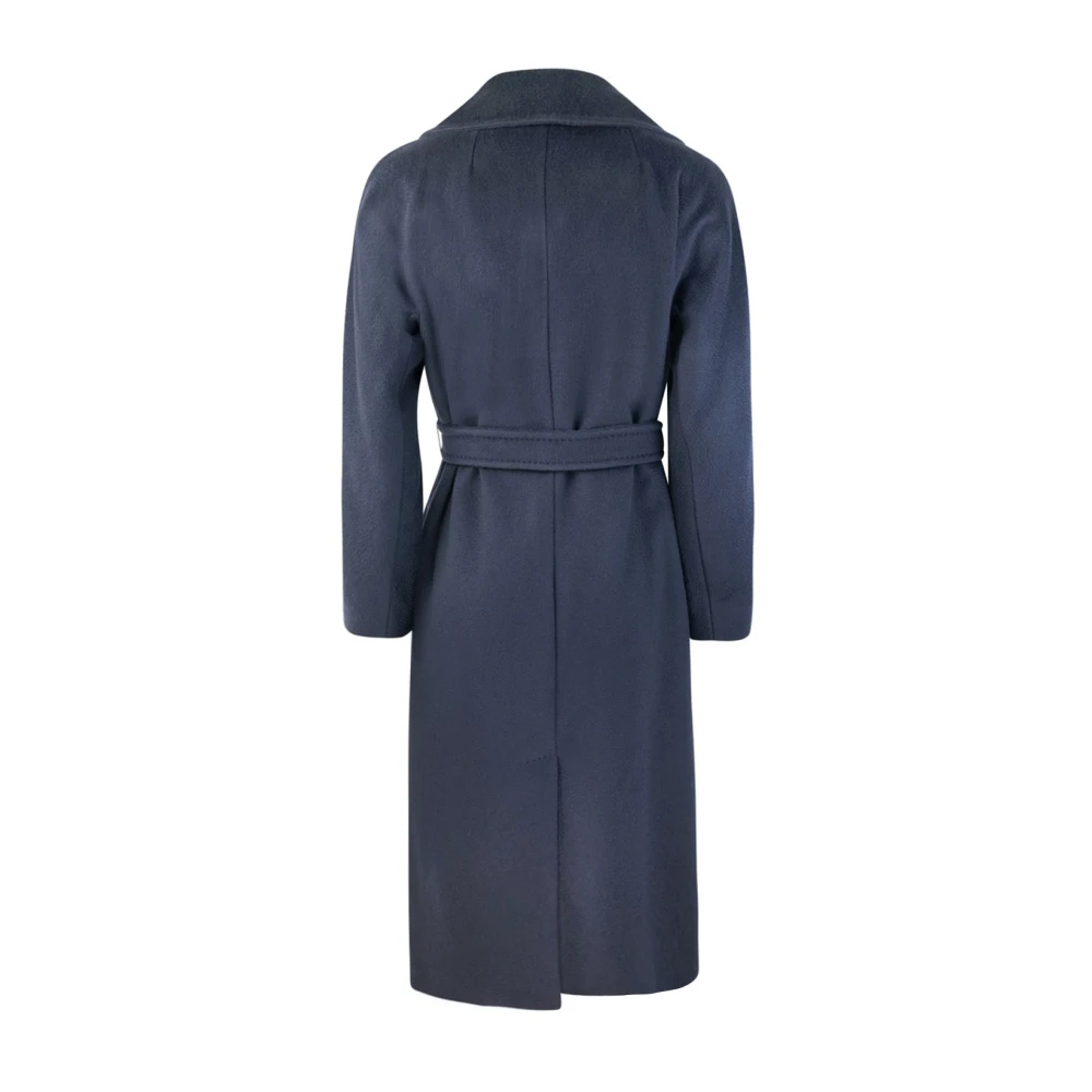 Max Mara Blauwe wollen jas met dubbele rij knopen Blue Dames