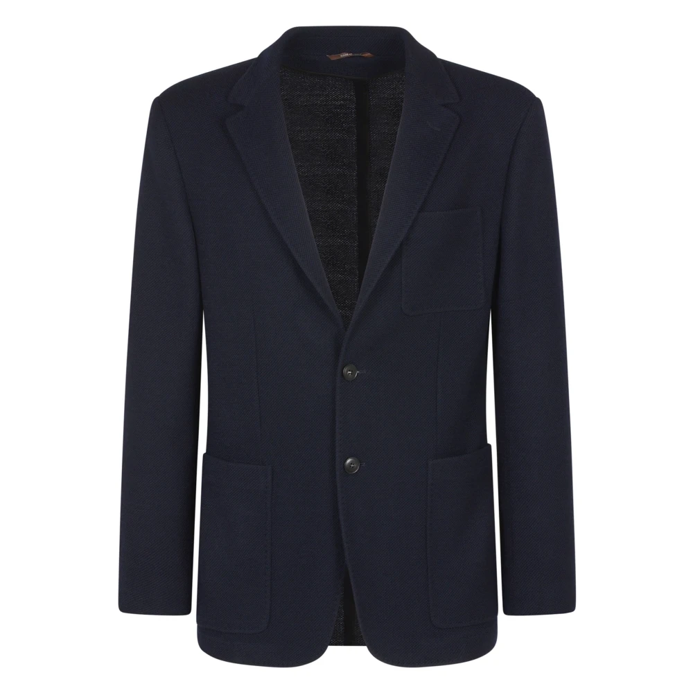 Canali Klassieke wollen blazer Blue Heren