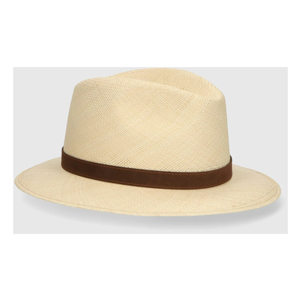Borsalino Handgeweven Panama Hoed met Medium Rand White Heren