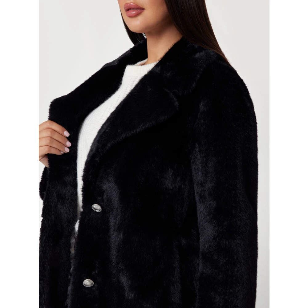 Guess Zwarte Faux Fur Jas Filomena Stijl Black Dames