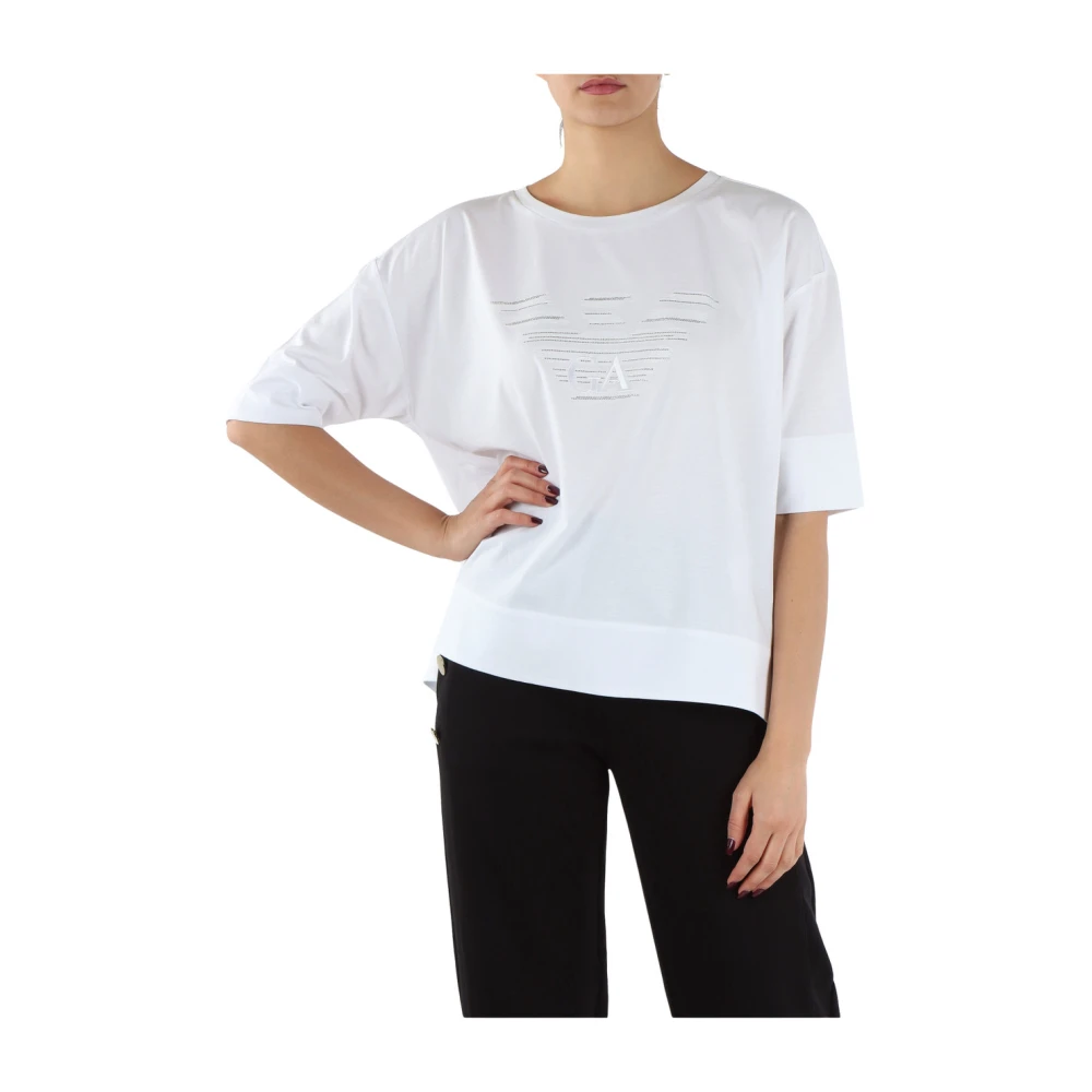 Emporio Armani Oversized T-shirt met geborduurd logo White Dames