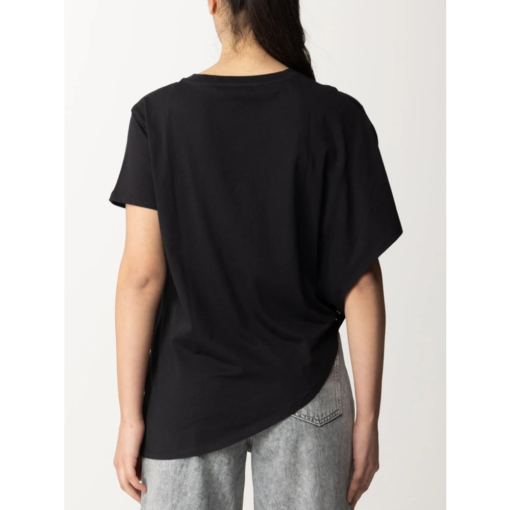 PATRIZIA PEPE Zwart T-shirt met Piercing Detail Black Dames