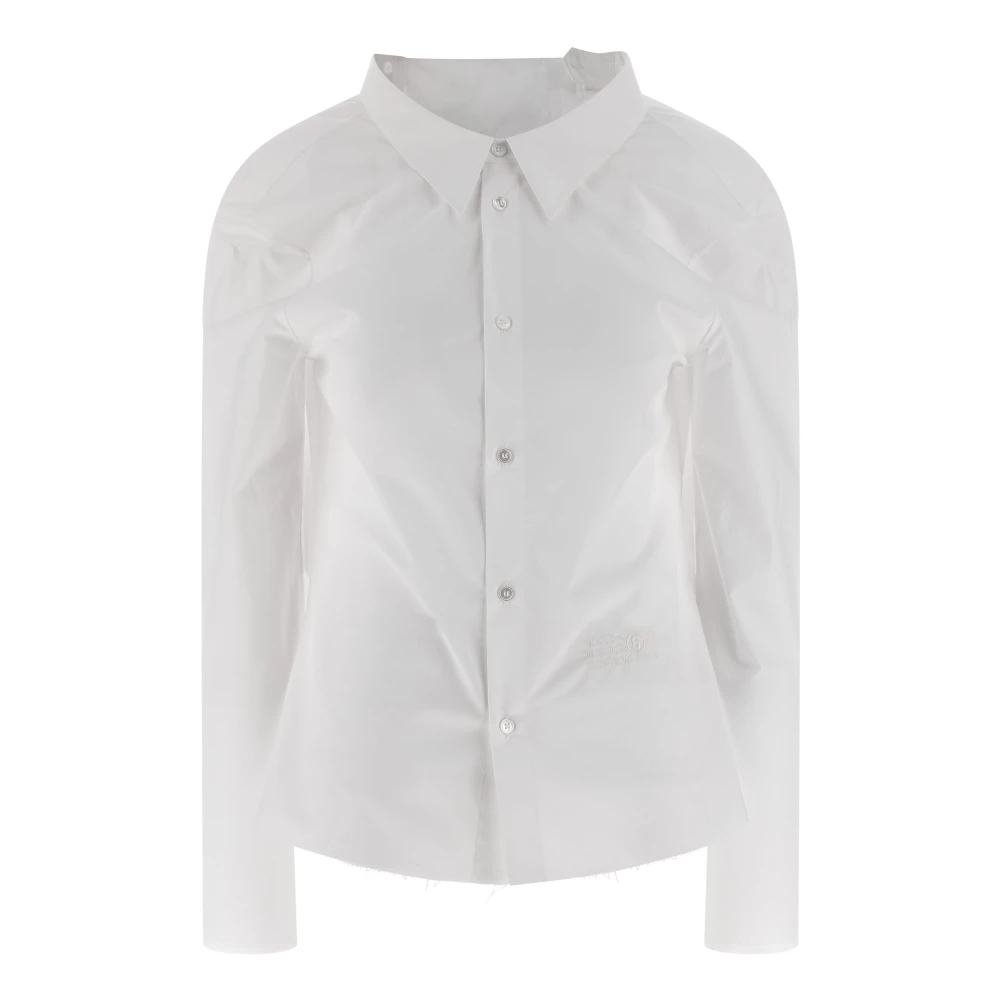 Mm6 Maison Margiela Women's White Cotton Poplin Shirt - Shirts - S - Blouses & Shirts