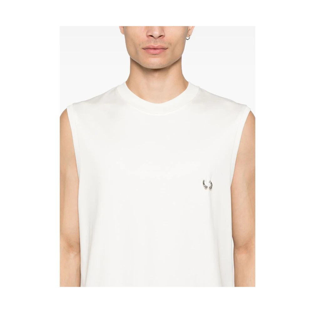 Mugler Witte Crew Neck Mouwloze Top White Heren