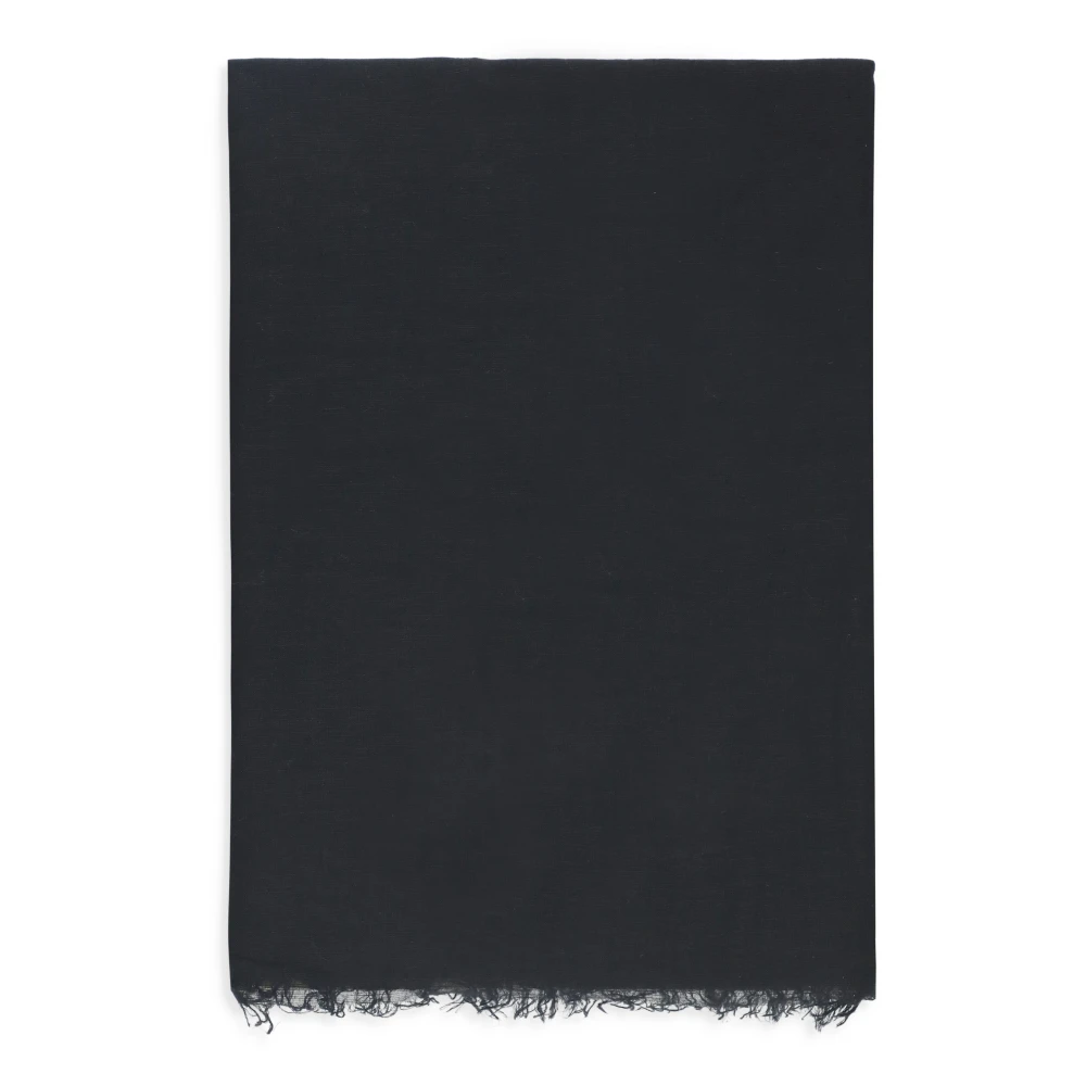 Rick Owens Zwart Linnen Zijden Foulard met Microfranjes Black Dames