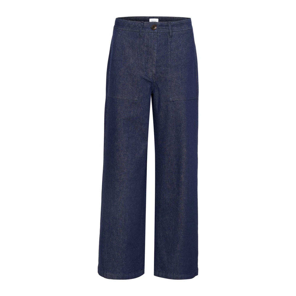 Saint Tropez Hoge Taille Flare Denim Broek Blue Dames