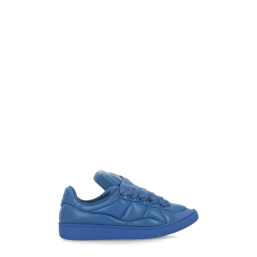 Lanvin Blauwe Leren Sneakers met Ademende Details Blue Heren