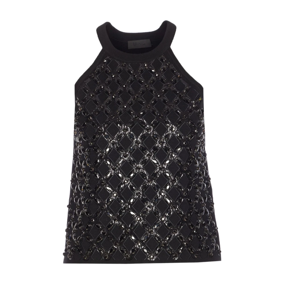 Liu Jo Vrouw Zwart Top Met Bejeweled Versiering