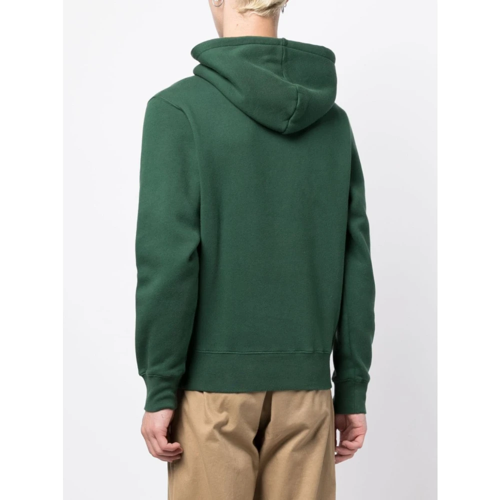 Maison Kitsuné Groene Logo-Patch Katoenen Hoodie Green Heren