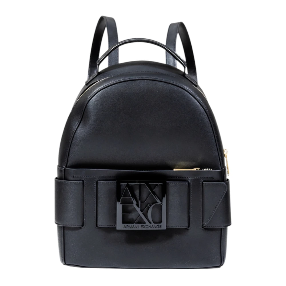 Armani Exchange Vrouw Zwart Minimalistische Rugzak Voor En